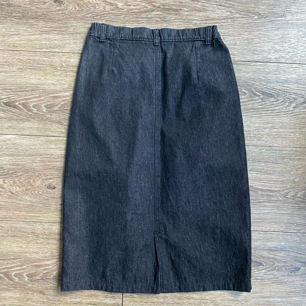Lands' End Charcoal Grey Denim Midi A-Line Skirt Size S-Medium - Picture 6 of 10